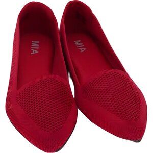 MIA Corrine Knit Ballet Flats Red Pointed Toe Slip-On Women US 9M